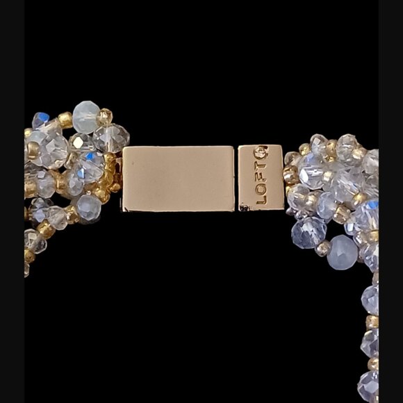 Loft 7 Strand Silver Tone Beaded Magnetic Clasp 6.5" Bracelet - Picture 5 of 6